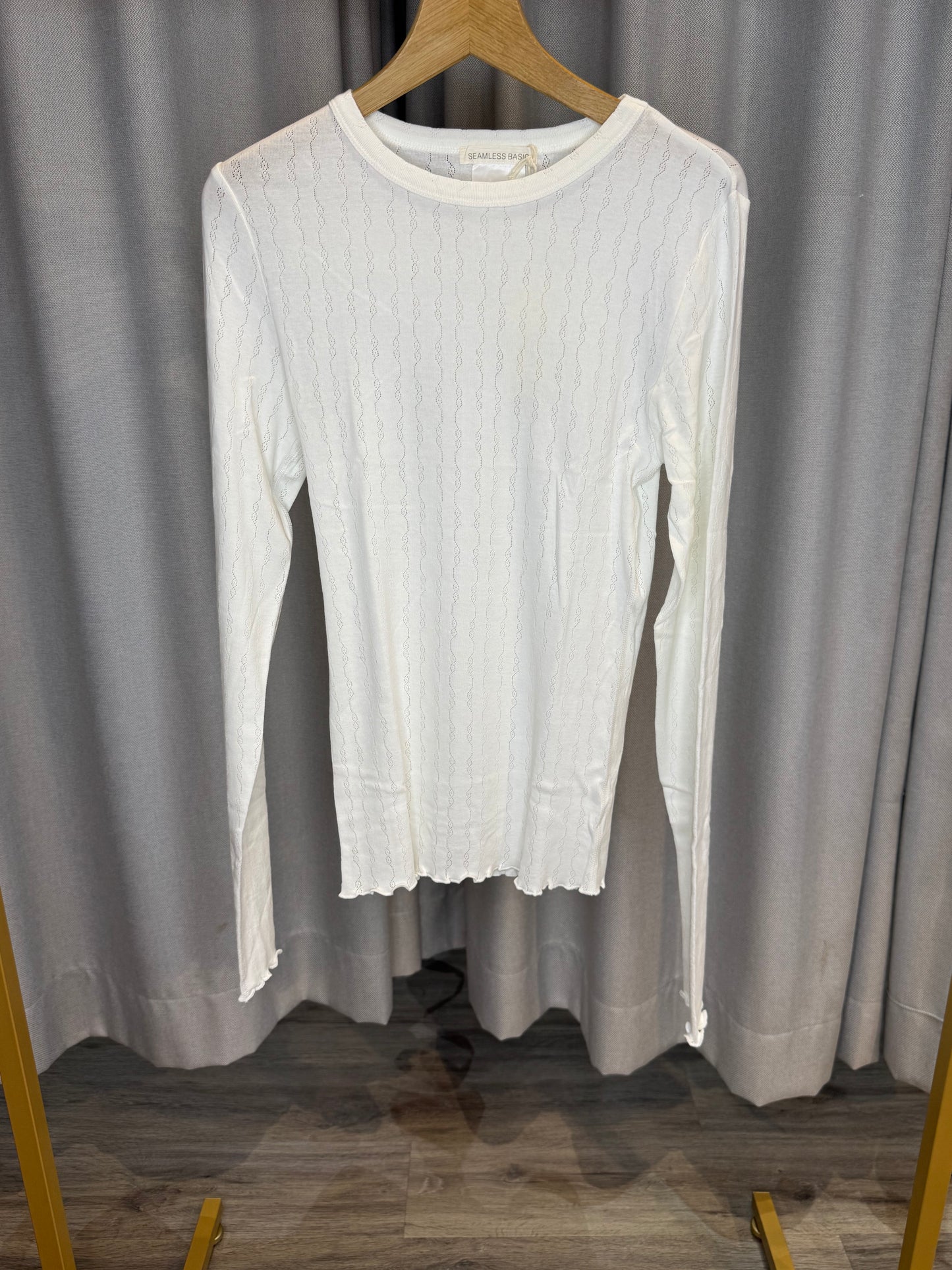 Seamless Basic weißes Langarmshirt