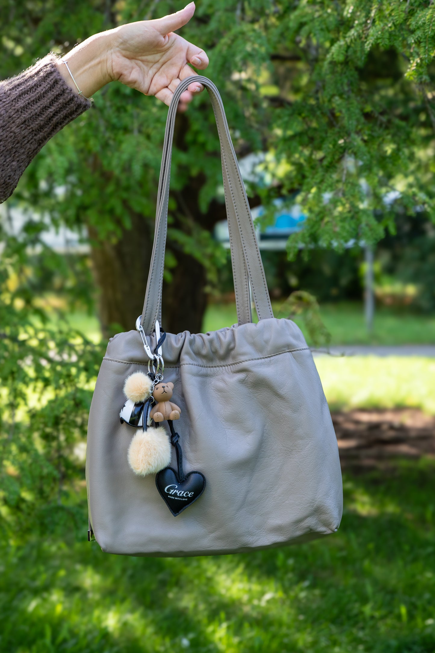 Vicario Cinque graue Damenhandtasche