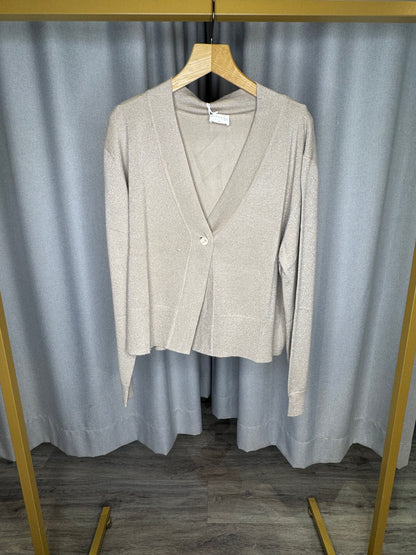 Anonyme Glitzerstrickjacke in beige