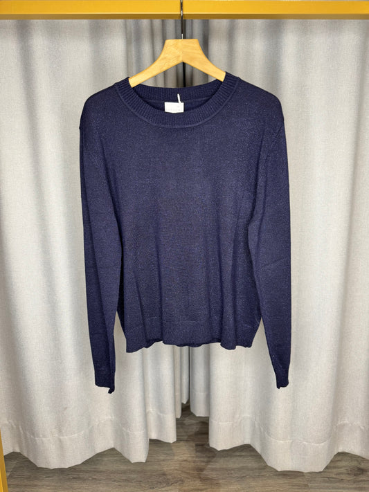 Anonyme blauer Glitzerpullover