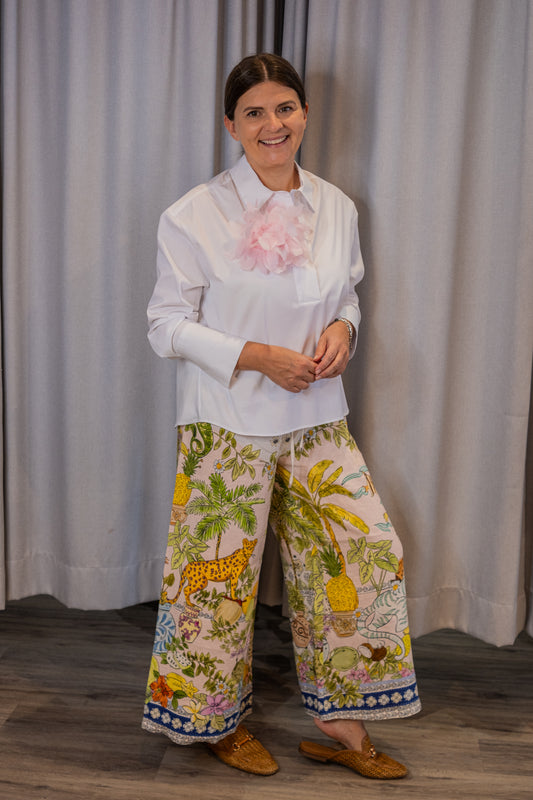 Cambio bunte Leinenhose