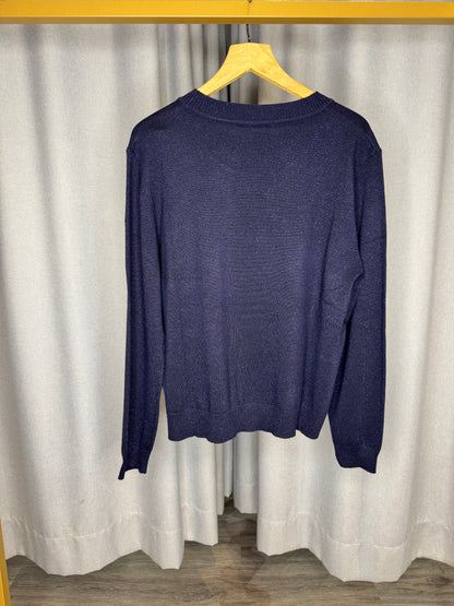 Anonyme blauer Glitzerpullover