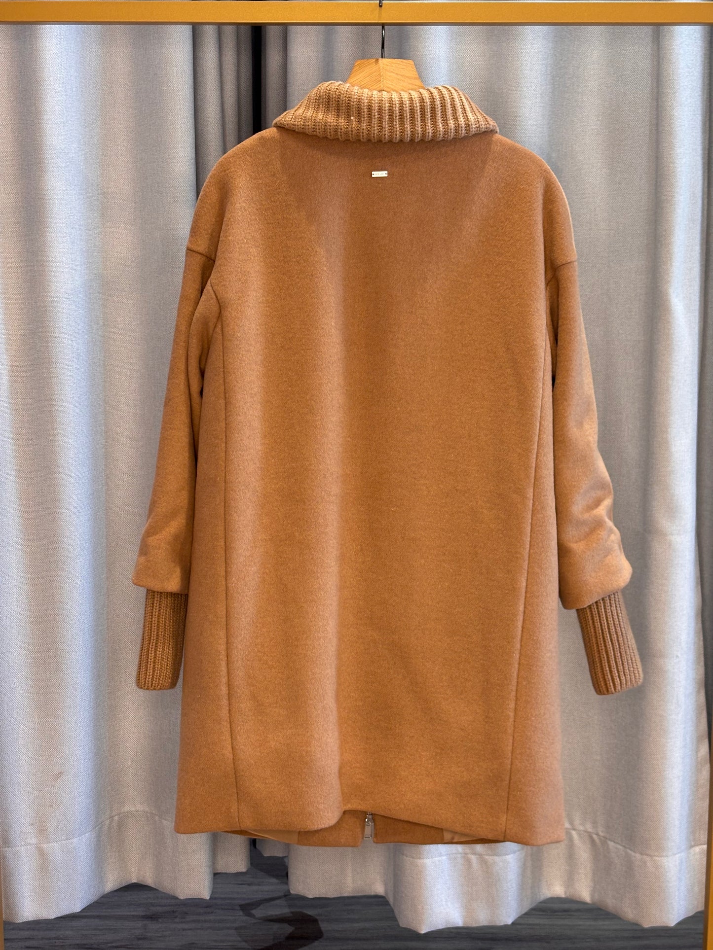 White Label camel Mantel mit Strick