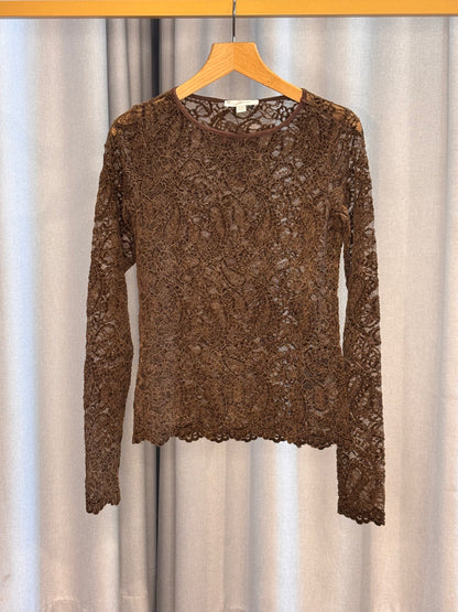 My Essential Wardrobe braune Spitzenbluse