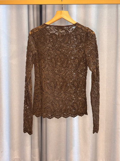 My Essential Wardrobe braune Spitzenbluse