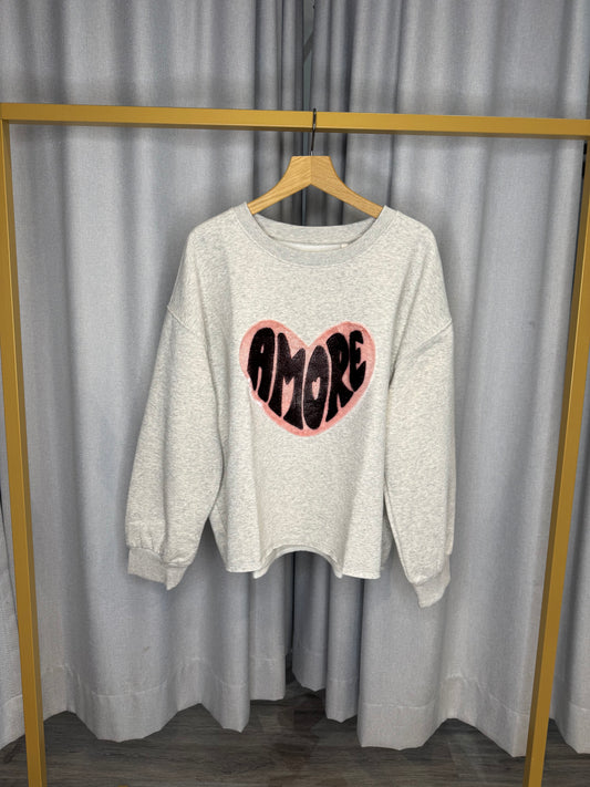 The Shirt Project grauer Pullover mit Herz