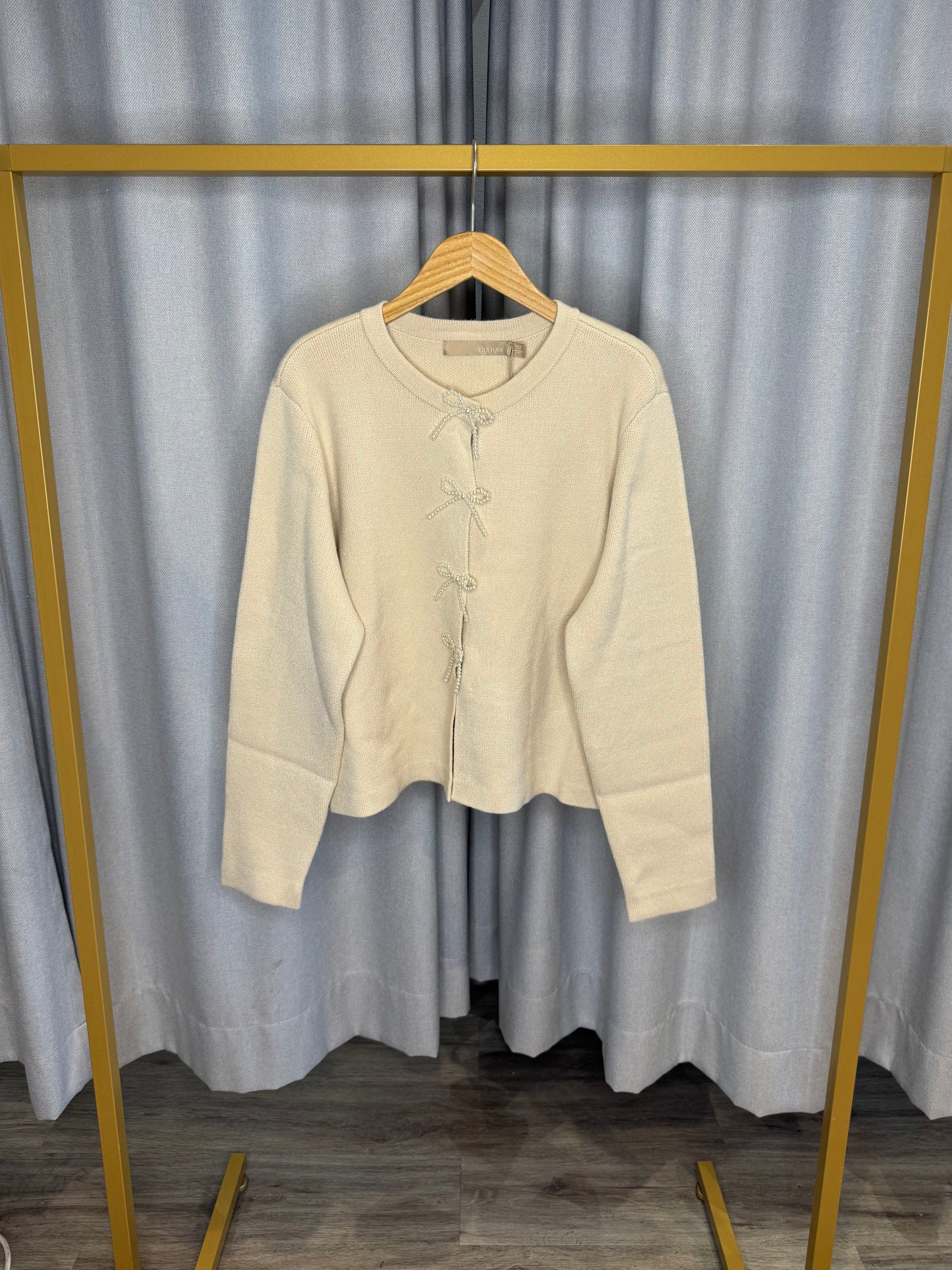 Culture Schleifenstrickjacke in beige