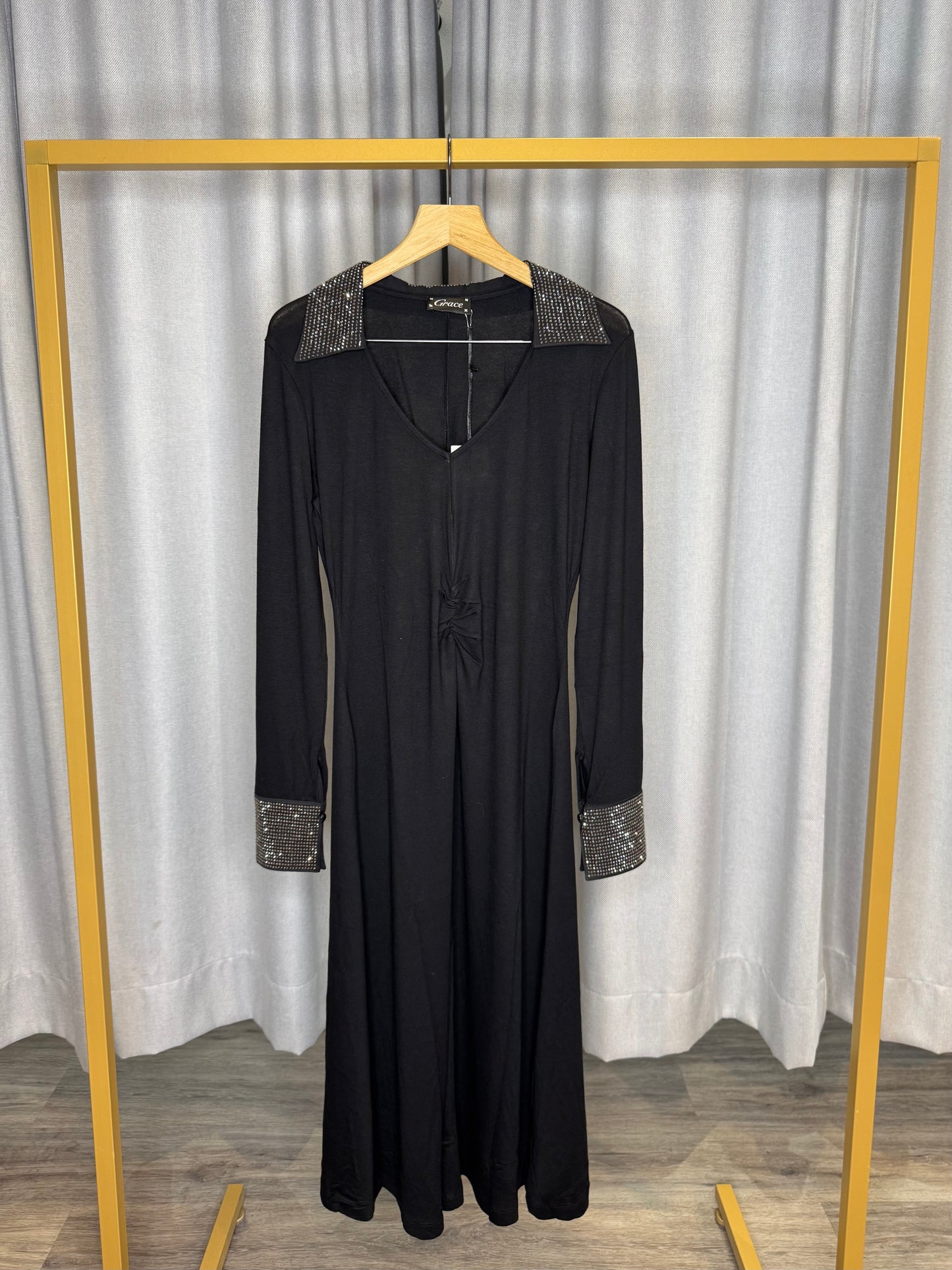 Grace schwarzes Glitzerkleid