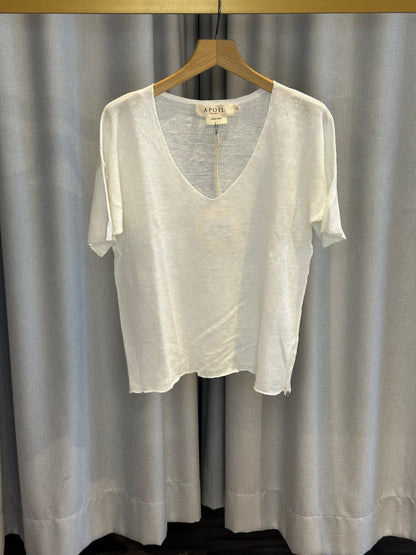 Apoil weißer Kurzarmpullover