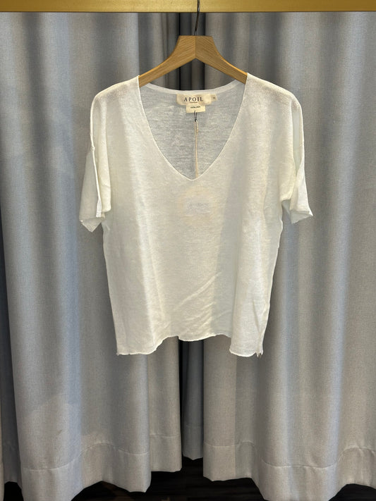 Apoil weißer Kurzarmpullover