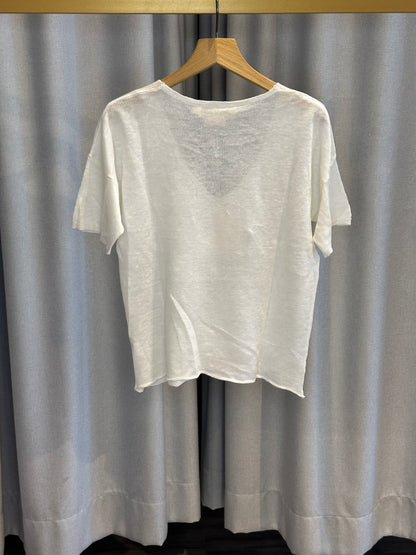 Apoil weißer Kurzarmpullover