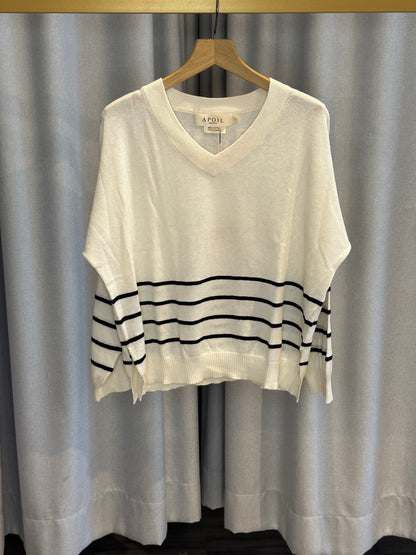 Apoil schwarz weißer Damenpullover