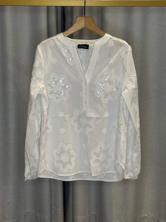 Grace weiße Damenbluse