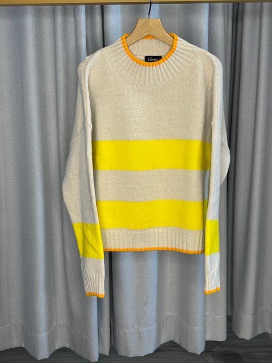Grace orange gelber Damenpullover