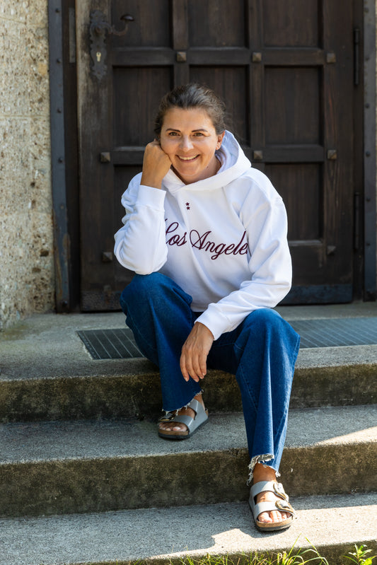 Icon Denim weißer Damenkapuzenpullover