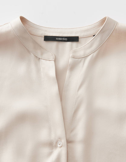 Someday Bluse Button Down Kragen beige